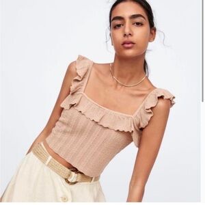 Zara Square Neck Ruffle Crop Top